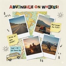 A digital collage on a grid paper background.